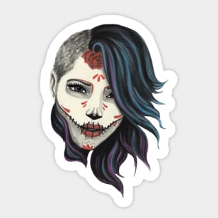 Blue hair skul girl Sticker